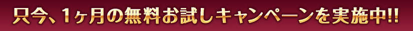 只今、1ヶ月の無料お試しキャンペーンを実施中!!